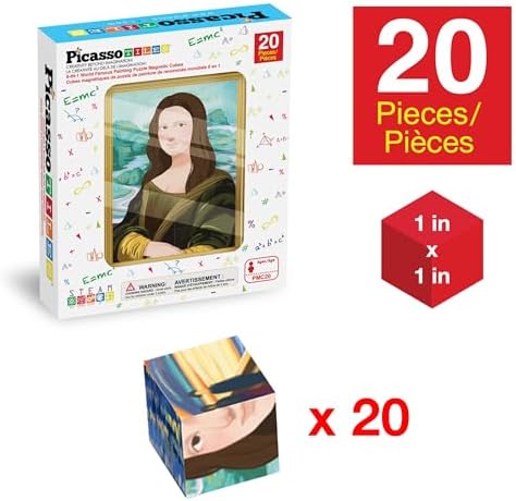 PicassoTiles 20pcs 1” Magnetic Puzzle Building Cubes Blocks for Kids, Van Gogh, Mona Lisa Hand Puzzle, STEM Magnet Toy Mix&Match Educational Popular Art Kids Toys 3+ Year Old boy Girl PMC20 - Image 3