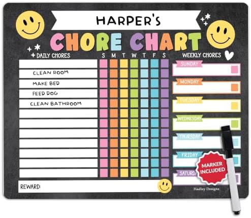 Magnetic Chore Chart for Kids Dry Erase Reward Chart for Home and Classroom by HadleyDesigns