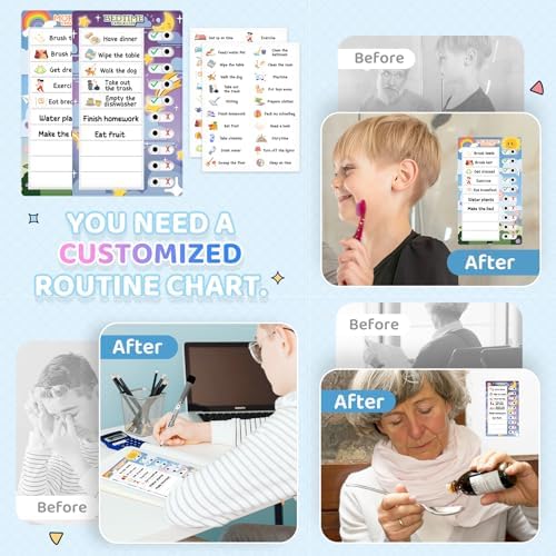 Chore Chart for Kids: Dry Erase to Do List, Morning/Bedtime Routine Chart, Magnetic Checklist, Toddler Visual Schedule, Daily Behavior Chart for Fridge - Image 6