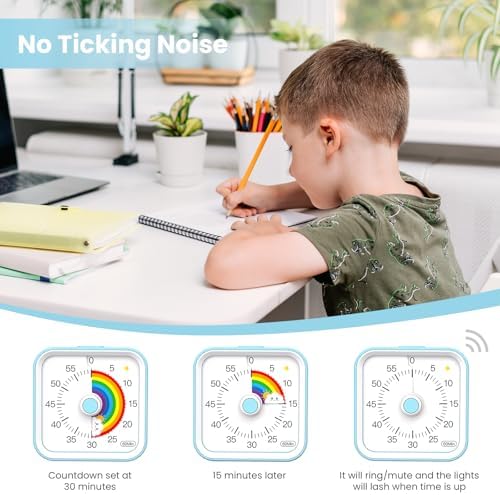 Visual Timer for Kids, Rainbow Timer with Pause Function, Blue - Image 3