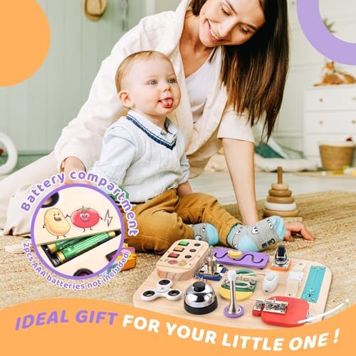 Potatomato Montessori LED Busy Board for Toddlers, Wooden Sensory Toy Kids - Image 6