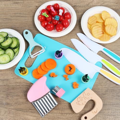 Kids Cooking and Toddler Knife Toys Set - 35Pcs Knifes for Real Cooking and Baking Accessories , Toddlers Kitchen Tools Ages 3-10 Kids Birthday Gift - Image 3