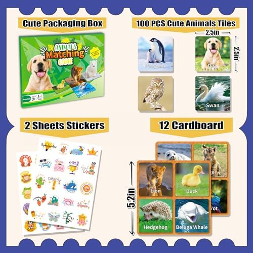 YTSQLER 100 PCS Animal Memory Matching Game - Image 2