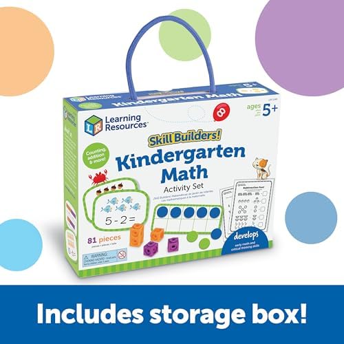 Learning Resources Skill Builders Kindergarten Math Activity Set - Kindergarten Learning Math Manipulatives Game, Number and Counting Blocks Activities, Classroom Manipulatives Teaching Materials - Image 4