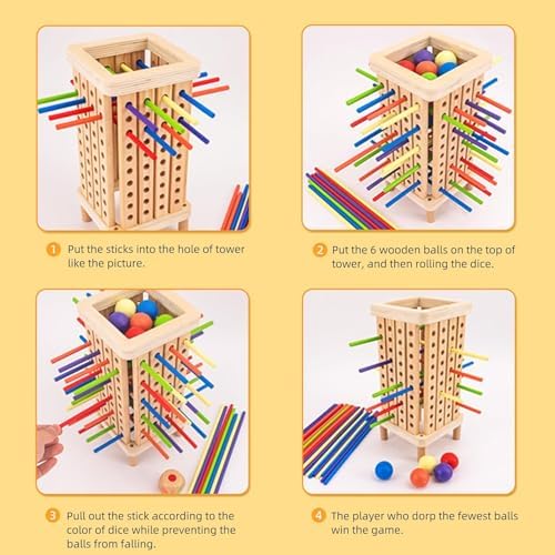Pichoi Montessori Game Wooden Board Game - Multiplayer Family Travel Game - Math Educational Fine Motor Skills Toy for Boys Girls Ages 3-8, Perfect Holiday & Birthday Gift - Image 3