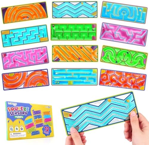 12-Pack Sensory Maze Fidget Toys for Kids & Adults: Quiet Squishy Calming Tools for Autism Children - Stress Fidgets for Travel & Office - Classroom Must Haves & Treasure Rewards Party Favors,Easter by LESONG