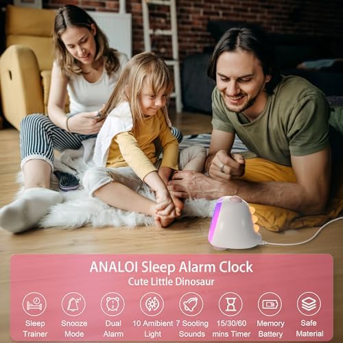 ANALOI Alarm Clock for Kids, Kids Alarm Clock Ok to Wake Cute Night Light for Bedroom, Toddlers Sleep Training Clock Stay in Bed, Dinosaur Birthday Gift for Kids Boys Girls - Image 2