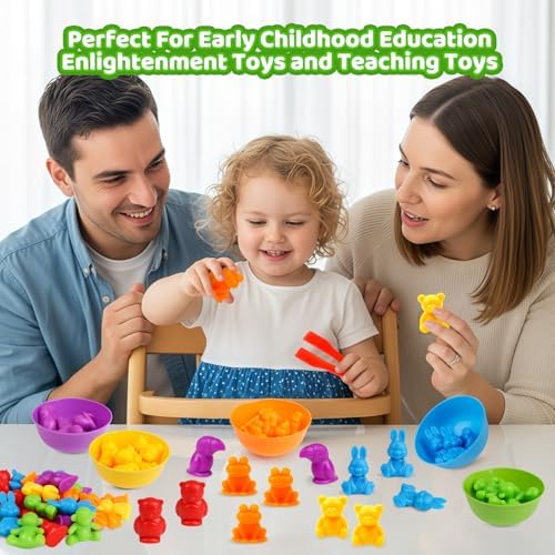 Counting Animals Color Sorting Matching Games with Sorting Bowls Montessori Sensory Early Educational Toys Learning Fine Motor Skill & Counting Math Toys Gift for 3 4 5 Year Old Boys Girls - Image 5