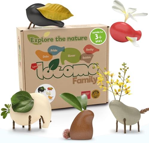 Taksa Toys Locomo Family Multicolored Edition IV (Set of 5) - Wooden Animal Figures Open-Ended Educational Outdoor Play to Trigger Child’s Imagination and The Love of Nature. Montessori Waldorf Toys by TaksaToys