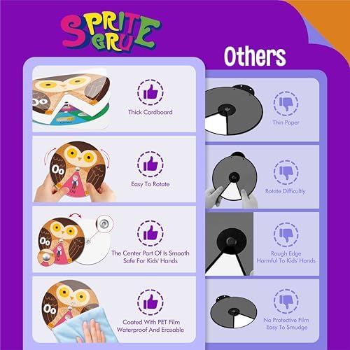 Alphabet Learning Toy, ABC Letters, Numbers, Animals Sight Words, Spinning Game 36 PCS Montessori Educational Round Cards for Toddlers, Kids 3-5 - Image 3