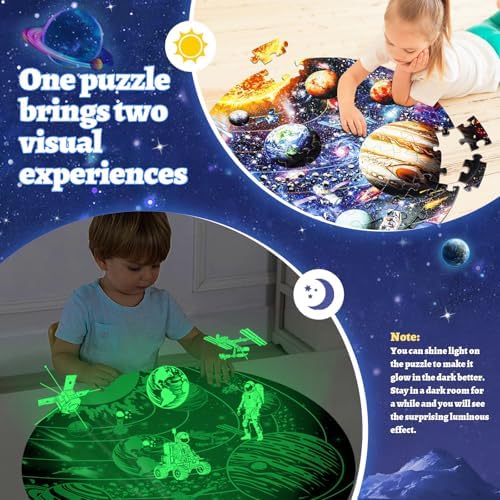DIGOBAY Glow in The Dark Solar System Jigsaw Puzzles for Kids Ages 4-8 - Image 3