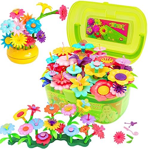 VERTOY Flower Garden Building Toy Set for 3, 4, 5, 6 Year Old Girls, STEM Educational Activity Games and Girls Birthday Gift for Age 3+ yr Toddlers and Kids, 143 pcs by VERTOY