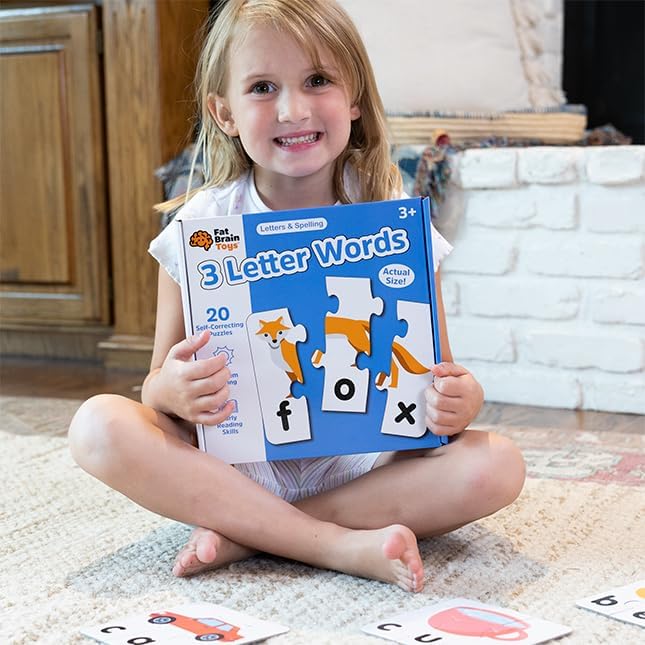 Fat Brain Toys 3 Letter Words, 3-Piece 3-Letter-Word Jigsaw Puzzles, Early Reading Toy and Activity for Ages 3+ - Image 3