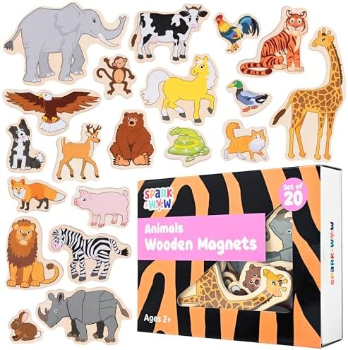 Spark & Wow Wooden Magnets, Animals, Set of 20 by SparkWow