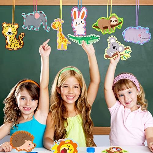 Jungle Animal Lacing Cards 12 Pack Sewing Kits for Kids Lion Wild Animal Cardboard Double Side Kids Sewing Cards Lacing Playing Games for Developing Imagination Preschool Educational Learning Activity - Image 6