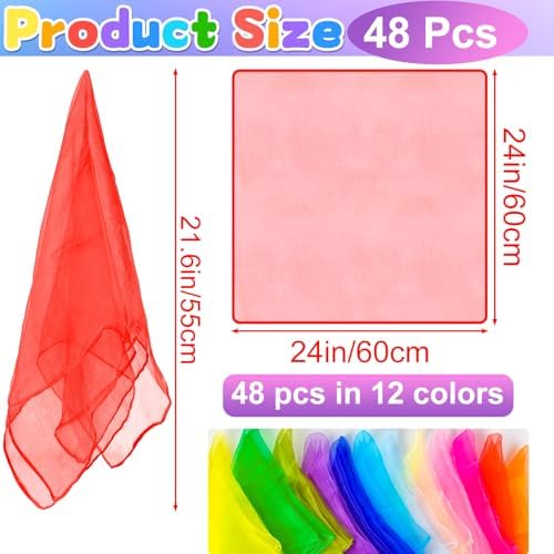 NEBURORA Juggling Scarves Square Colorful Play Scarve for Dance Magic Tricks Performance Props Scarf Accessories - Image 2