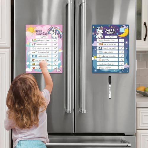 Magnetic Morning Bedtime Routine Chart for Kids,Toddler Daily Schedule Board, Unicorn Behavior Chart for Kids at Home,Toddlers Schedule Board - Image 6