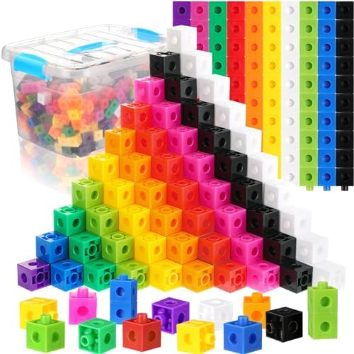Jenaai 300 Pcs Linking Cubes with Storage Box, Colorful 2cm Math Counting Blocks, Stem Classroom Manipulatives, Back to School Gifts for Preschool Homeschool Teacher Kids(Blue) by Jenaai
