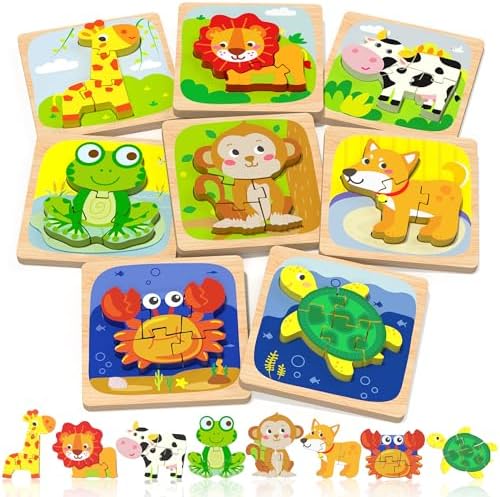 Benresive Wooden Toddler Puzzles, Montessori Toddler Toys for 1 2 Year Old by Benresive
