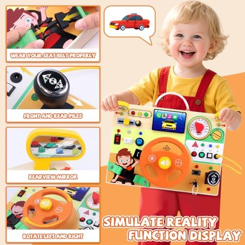 Hoarosall Busy Board,Montessori Toys for 1-3 Year Old Boys & Girls,Travel Activities for Toddlers,Sensory Toy for Kids with Autism,Perfect Christmas Birthday Gift Idea (Busy Board v6) - Image 3