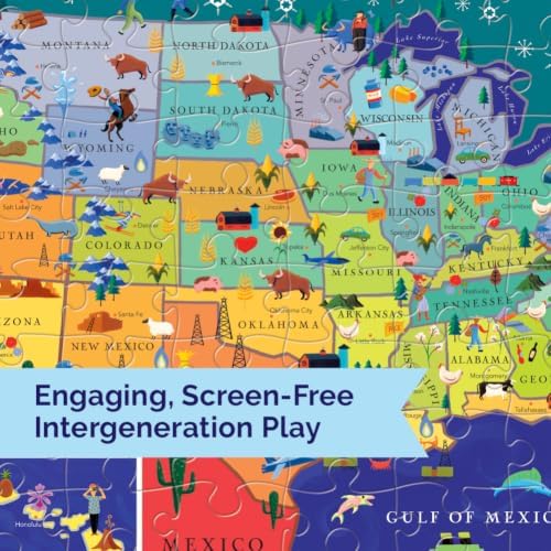 eeBoo This Land is Your Land 100 Piece Children's Puzzle, 27" x 18" USA Map - Image 5