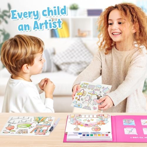 JoyCat Paint with Water Coloring Books for Toddlers, Watercolor Painting Sets for Kids Ages 3-5 4-8, Arts and Crafts Drawing Activities Toy Birthday Gifts for Boys Girls (Funfair) - Image 4