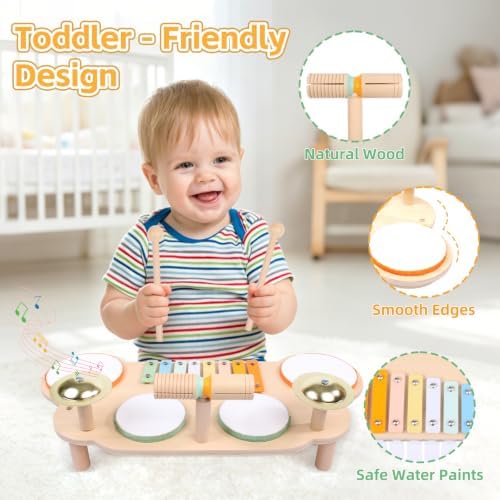 Toddler Drum Set for Toddlers 2-3, Baby Musical Percussion Instruments - Image 4