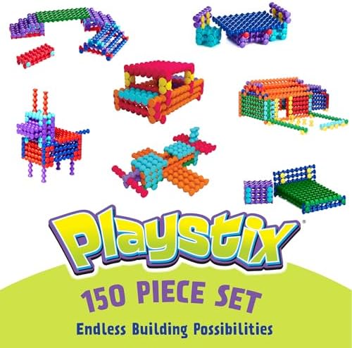 POPULAR PLAYTHINGS Playstix Construction Toy Set, 150 Piece Kit - Image 3