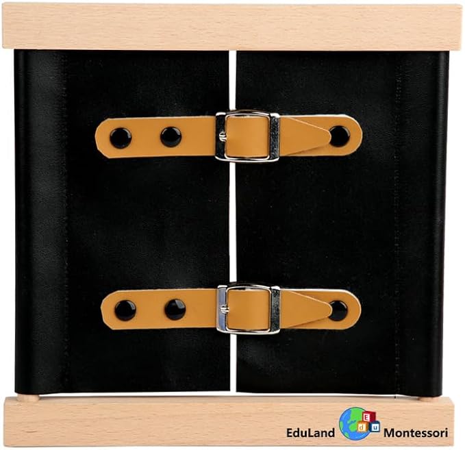 Practical Life Dressing Frames Set: Velcro Frame, Big Button Frame, Buckle and Strap Frame, Snap Fastener Frame, Lacing Frame, Bow Tying Frame, Zipper Frame, and Flower Knot Frame - Image 5