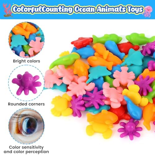 AMOR PRESENT 56 Couting Animals, 6 Sorting Bowls, 2 Tweezers, Storage Tube - Image 5