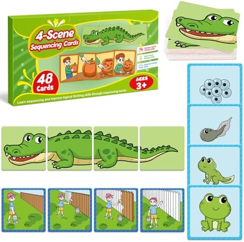 Kasfalci Sequencing Cards,Sequence Board Game for Kids,Speech Therapy Materials Toys for Autism,Story Storytelling,Social Skills,Sentence Building,Preschool Learning Activities,Classroom & Homeschool by Kasfalci