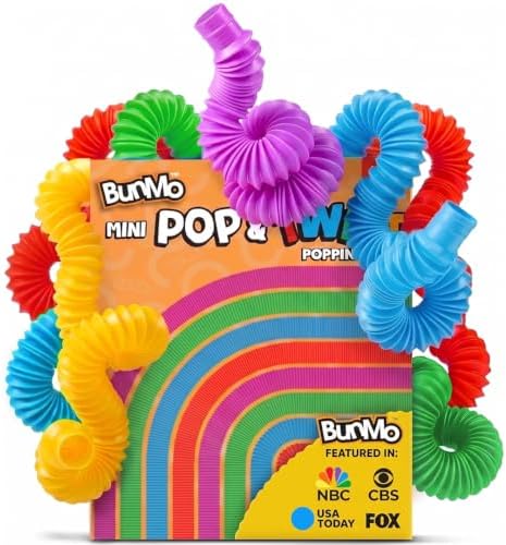 BUNMO Pop Tubes - Sensory Toys - Fidget Toys - Imaginative Play & Stimulating Creative Learning - Hours of Fun for Kids - Tons of Ways to Play - Non-Mouthable Toy 3+ - 8 Pack Small by BunMo