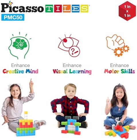 PicassoTiles Kids Pixel 1” Magnetic Puzzle Cube Mix & Match with Free Ideabook Sensory Toys STEAM Learning Building Block Magnets Construction Toy Set Stacking Magnet Creative Kit - Image 4