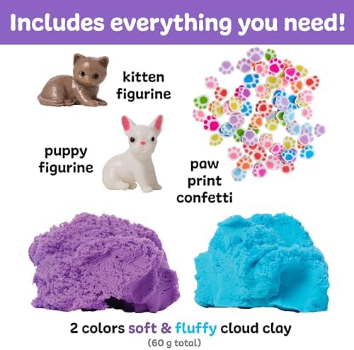 Creativity for Kids Sensory Minis Pets Kit | Cloud Clay Sensory Toy for Kids | Mess-Free, Screen Free Summer Supplies | Travel Activity for Kids (Ages 3+) - Image 3