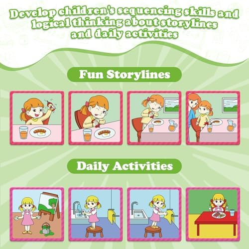 Kasfalci Sequencing Cards,Sequence Board Game for Kids,Speech Therapy Materials Toys for Autism,Story Storytelling,Social Skills,Sentence Building,Preschool Learning Activities,Classroom & Homeschool - Image 2