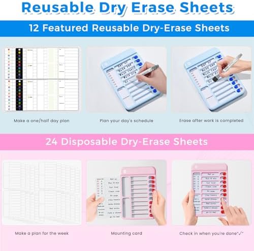 2 Pack Chore Chart for Kids Multiple Kids, Magnetic Checklist Board Slider - Image 5