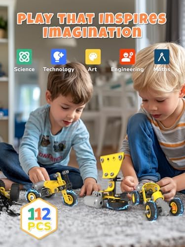 Veecafiodi 10 in 1 STEM Building Toys for Kids Ages 4-8, Educational Construction Engineering Building Kit for Boys Girls, Motorized Bulldozer Excavator Toy Set - Image 5