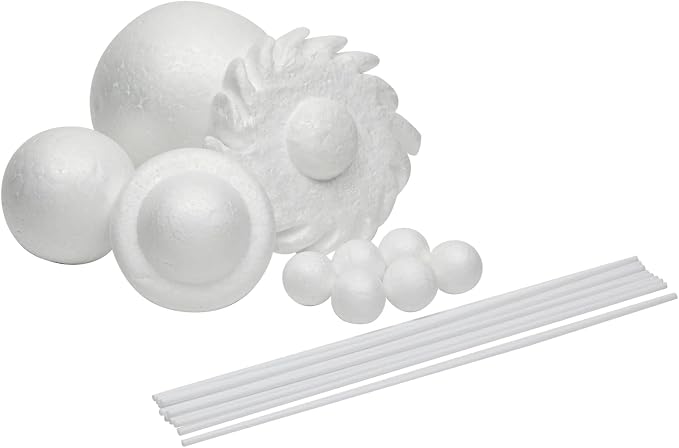 12-Piece 3D Solar System Model Kit - 12 Pcs White Foam Balls & Dowels - DIY Solar System Project & Kids Toys - Foam Planets to Paint & Painting Kit for Science Coloring Fun for Kids - Image 6
