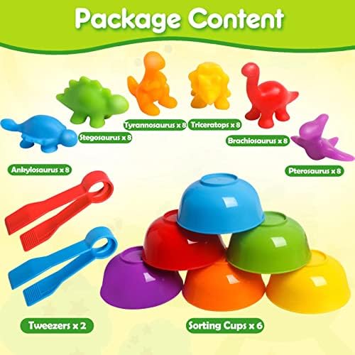 Counting Dinosaur Toys Matching Games with Sorting Bowls Sorting Toy for Toddlers Preschool Learning Activities for Math Color Sensory Montessori Fine Motor Skills for 3 4 5 Years Old Boys Girls - Image 2