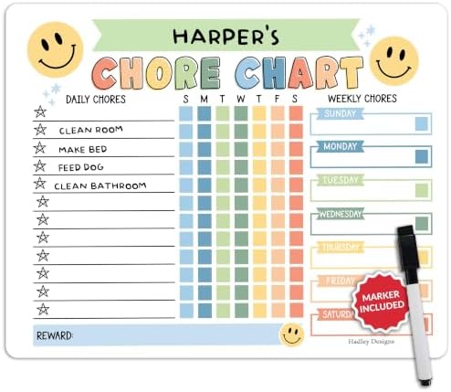 Magnetic Chore Chart for Kids Dry Erase Reward Chart for Home and Classroom by HadleyDesigns