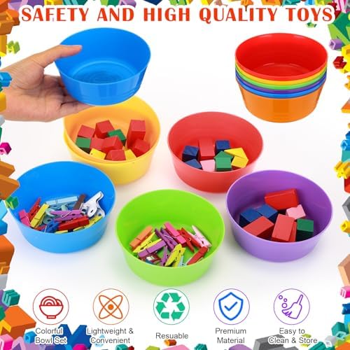 VioraWhite 48 Pcs Sorting Bowls with Tweezers, 6 Color Counting Toy Develops Fine Motor Skills, STEM Early Math Activity Set for Preschool Kids, Ideal for Back to School Learning - Image 3