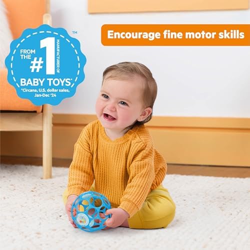 Bright Starts Oball Easy-Grasp Rattle BPA-Free Infant Toy in Blue, Age Newborn and up, 4 Inches - Image 2
