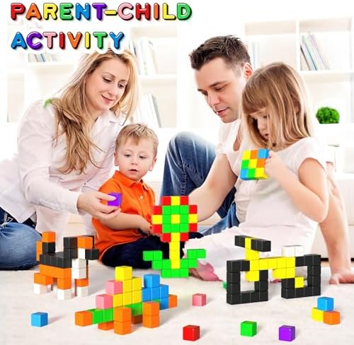 Apluses 54 PCS Magnetic Blocks, Magnetic Building Blocks for Kids 3+, Montessori Toys, Magnet Cubes, Preschool STEM Educational Sensory Magnet Toys for Kids Ages 3-5 Year Old Boys and Girls - Image 6
