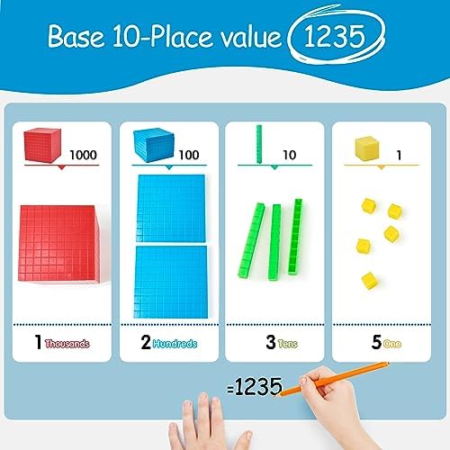 TOMMYHOME 334 PCS Base Ten Blocks Set,Contains 110 rods Counting Cubes to Help Kids Learn Maths. 2 Boxes-Pack. - Image 3