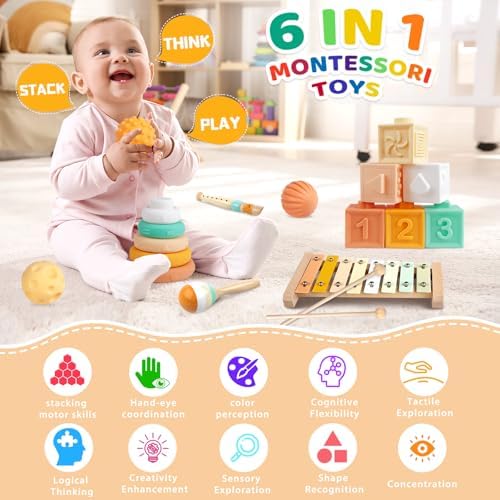 6-in-1 Montessori Baby Toy Set with Musical Instruments Toddler Baby Gift - Image 2