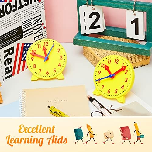 Henoyso 6 Pcs Teaching Clock for Kids 4'' Clocks Classroom Set, Yellow - Image 3