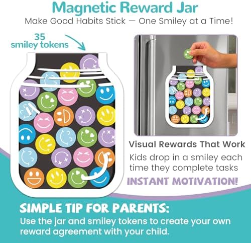 Magnetic Bedtime/Morning Routine Chart &Reward Jar for Kids -Toddler Morning Checklist Board,Daily Reward Routine Chart for Kids,Dry Erase Bedtime Reward Chart,Daily Schedule Chart at Home - Image 2
