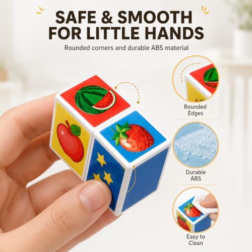 Fruit Matching Game with Blocks, 2-4 Player Battle Blocks Race Toy with 100 Challenge Cards and Buzzer, Memory Matching Puzzle Board Game, Montessori Preschool Learning Toy for Kids 3+ - Image 6