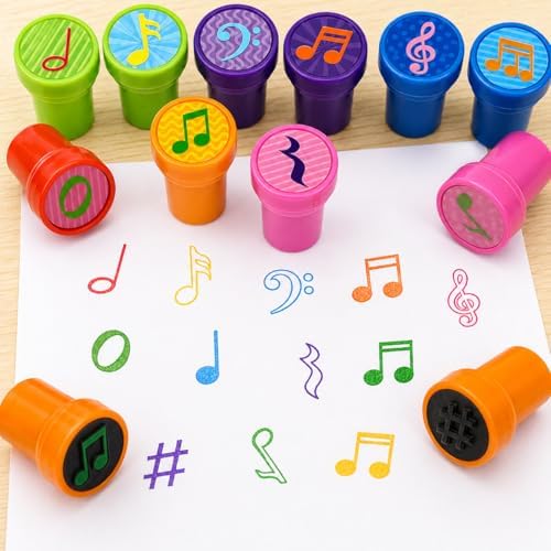 Cinrobiye 24 Pcs Music Note Stampers Party Favor Set, Pre-Inked Musical Note Stamps for Kids, Music Theme Birthday Party Supplies, Classroom Rewards, Goody Bag Fillers, Piñata Fillers - Image 4