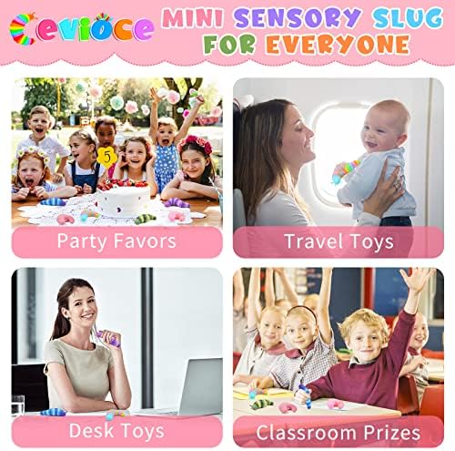 Cevei Cevoce Sensory Slug Fidget Toys for Adults & Kids - 6Pc Cute Autism Sensory Toy Set for Autistic Children, Ages 3+, (5.8 Inch) - Image 5